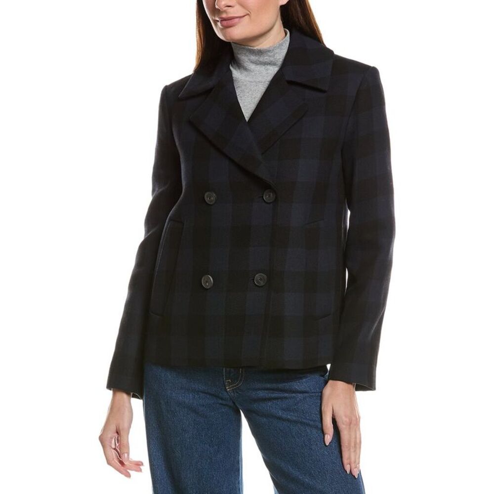 Fleurette Womens Cropped Wool Peacoat, Blue